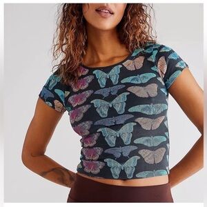 Women’s free people butterfly day dreamer tshirt - size large NWT